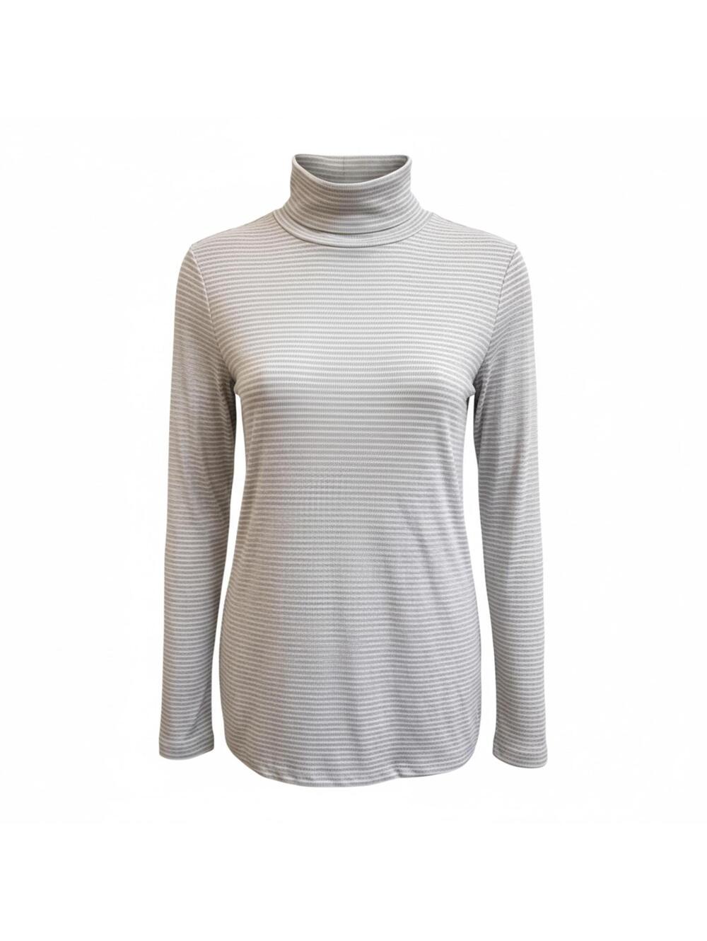 Excellent L gray striped Jones New York Blouse